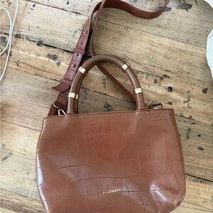 Brown Croc-Embossed Shoulder Bag